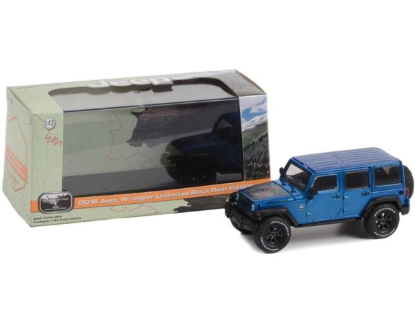 1/43 GREENLIGHT [#86198] 2016 Jeep® Wrangler Unlimited Black Bear Edition  in Hydro Blue Pearl Metallic