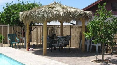 12 foot four post palapa with two thatch tops