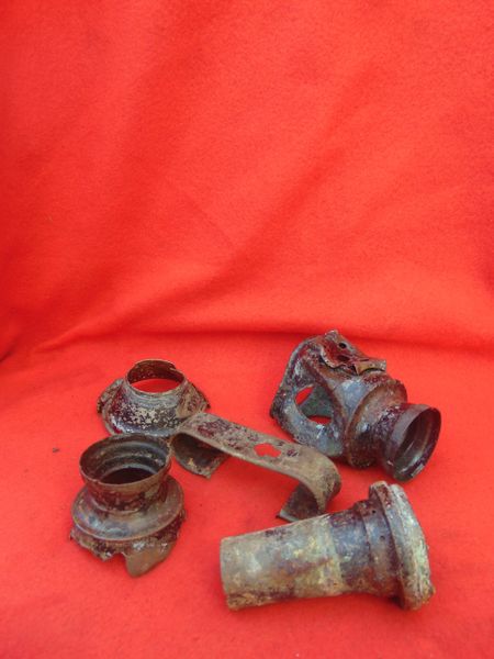 Group of remains from bunker lamp recovered from German bunker near Bucquay on the Somme battlefield