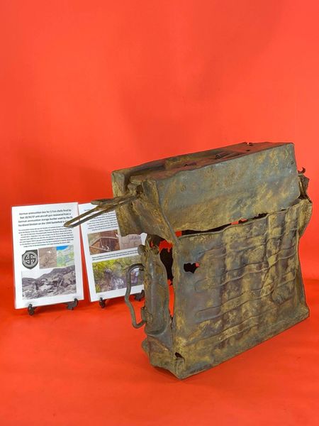 Rare to find German ammunition box for 3.7cm shells fired by flak 18/36/37 anti aircraft gun recovered from German ammunition dump used by 11th SS Panzer Division Nordland-the 1944 Narva Battle in Estonia, untouched until recovered in 2022