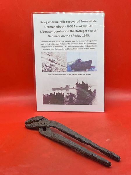 German large pipe grips maker marked which is complete and relic condition recovered from the engine room area of U-Boat U534 which was sunk on the 5th May 1945 by RAF bombers