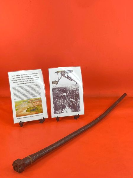 Very rare German maxim machine gun complete barrel nice relic condition recovered in 2014 from field opposite Lochnagar mine crater at La Boisselle on the 1st July 1916 Somme battlefield