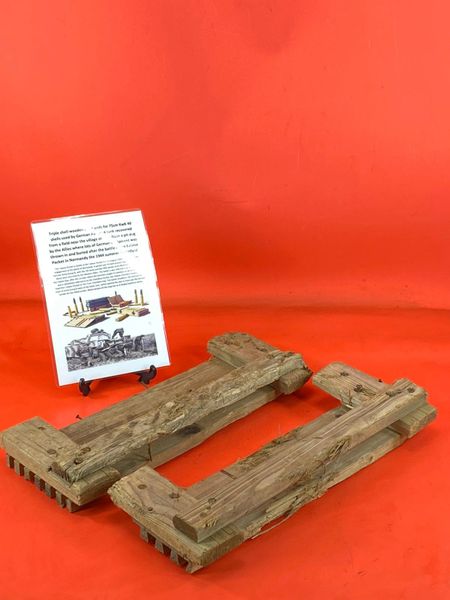 Triple shell wooden crate ends for 75cm KwK 40 shells used by German Panzer 4 tank recovered from a field near the village of Trun from a pit where lots of German equipment buried after the battle,Falaise Pocket in Normandy the 1944 battlefield.