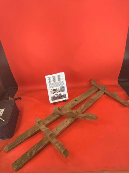 Triple shell wooden crate internal racking remains for 75cm KwK 40 shells used by German Panzer 4 tank recovered from near the village of Trun from a pit where German equipment buried after the battle,Falaise Pocket in Normandy the 1944 battlefield.