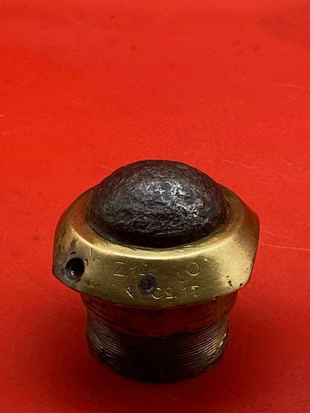 SOLD German GRZ14 high explosive fuse, fantastic condition with maker markings dated 1917,original colours found many years ago on or around the battlefield at Passchendaele from the 1917 battle part of the third battle of Ypres.