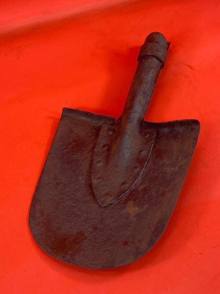 German large heavy duty armored vehicle shovel head solid relic condition recovered from a field near the village of Trun in the Falaise Pocket in Normandy the 1944 summer battlefield