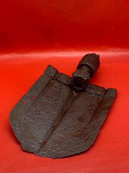 German soldiers Klappspaten or folding shovel nice solid relic,not much rust damage recovered from a field near the village of Trun in the Falaise Pocket in Normandy the 1944 summer battlefield