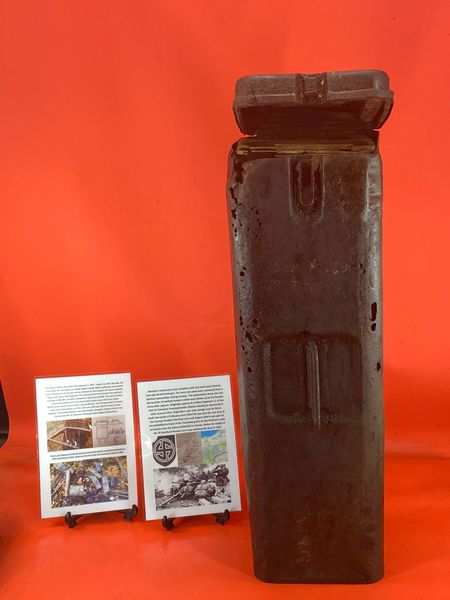 German complete 4 shell metal transport container with its internal racking for 5cm pak 38 gun recovered from German ammunition storage bunker used by SS Nordland Division-the 1944 Narva Battle in Estonia, untouched until recovered in 2022+dig pictures