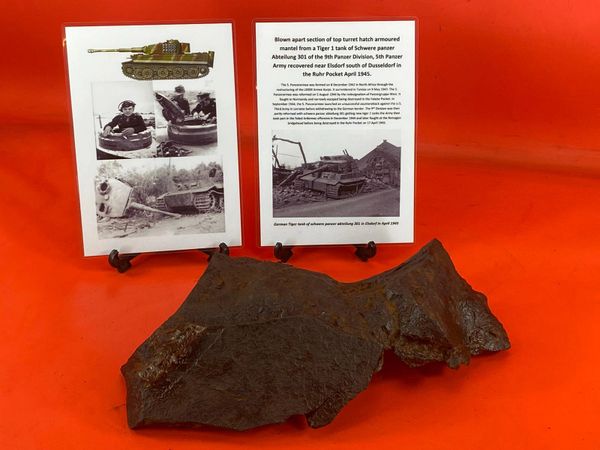 Unbelievably rare German tiger 1 tank blown section of top turret hatch armoured mantel from a tank of schwere panzer abteilung 301 of the 9th panzer division recovered near Elsdorf south of Dusseldorf in the Ruhr pocket April 1945 battlefield