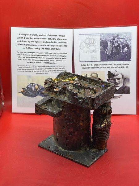 Radio part from the cockpit from German Junkers ju88A-1 bomber work number 3162 it was shot down and crashed in to the sea off the Nore,Sheerness on the 18th September 1940 at 5.30pm during the battle of Britain.