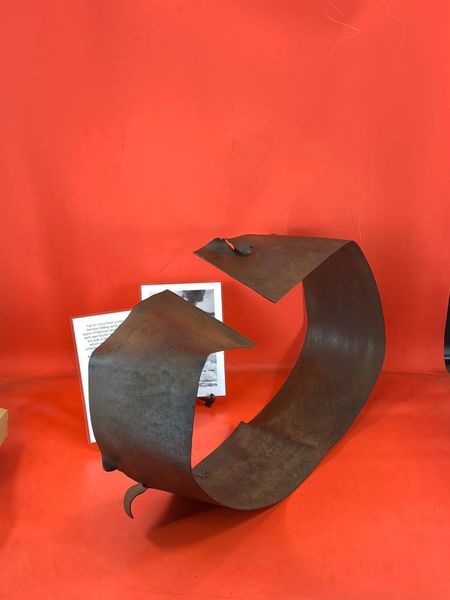 Tail fin strut from a sleeve type tail on German 500kg aerial bomb carried by all types of German bombers,the tail fin was found in 1970’s on the site of the abandoned RAF Tangmere,attacked by the Luftwaffe during Battle of Britain in August 1940