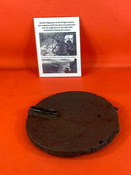 Russian Degtyaryov or DP-27 light machine gun magazine sold relic condistion which has been recovered from near Volga River on the 1942-1943 near Stalingrad