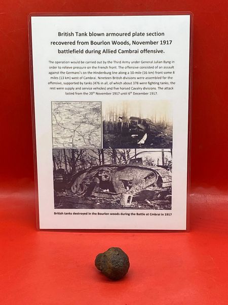 Very rare British tank complete armoured plate rivet recovered from Bourlon Woods the November 1917 battle part of the Allied Cambrai offensive