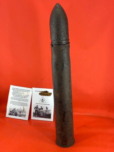 Very rare German armour piercing shell 8.8cm KwK36,L/56 fired by German Tiger 1 Tank in Panzer-Division Müncheberg recovered in the Werbig area on the Seelow heights defended by them in April 1945