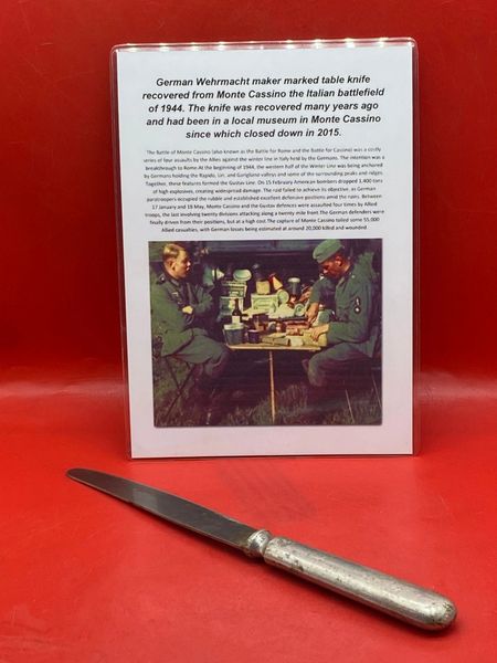 German Wehrmacht maker marked table knife lovely condition not relic from the local museum in Monte Cassino the Italian battlefield of 1944 which closed down in 2015