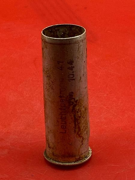 German lovely condition small flare case maker marked dated October 1944 used by the soldiers in the 12th SS Panzer Division recovered in 2007 in the Ardennes Forest, village of Krinkelt, attacked by them during the Battle of the Bulge