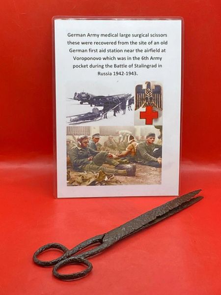 German Army medical large surgical scissors solid relic condition recovered from the airfield at Voroponovo which was in the 6th Army pocket during the Battle of Stalingrad in 1942-1943.
