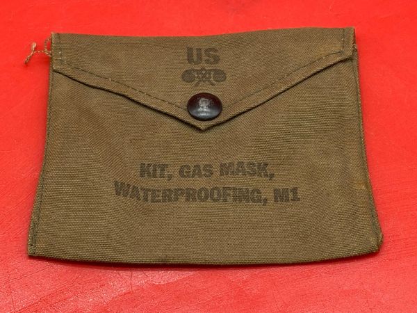 American Army M1 Gas Mask Waterproof Kit bag in used condition with original maker markings found a local brocante in Bras a village just outside Bastogne from the Bulge battle 1944-1945