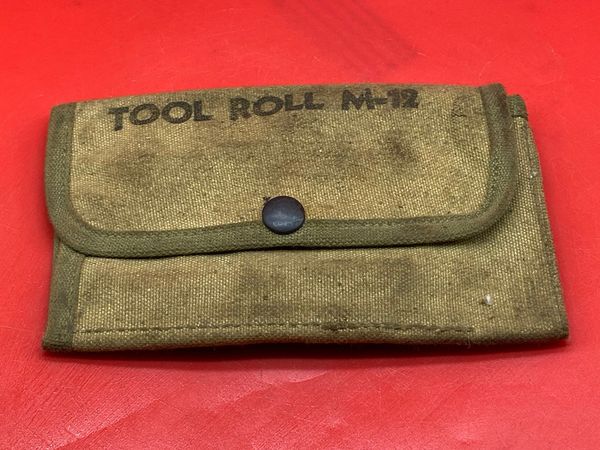 American M12 Machine Gun Tool Roll, used for cleaning M17 Browning machine gun in used condition with original maker markings found a local brocante in Bras a village just outside Bastogne from the Bulge battle 1944-1945
