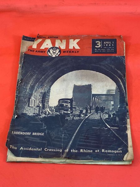Original YANK magazine complete but damaged 1st April 1945 edition found a local brocante in Bras a village just outside Bastogne from the Bulge battle 1944-1945