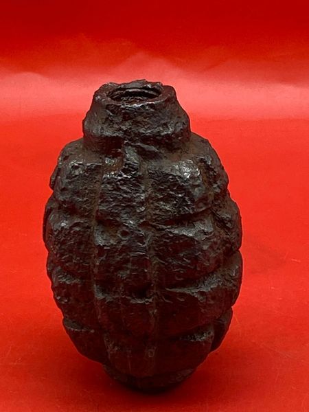Russian F1 fragmentation hand grenade nice condition solid relic not much damage recovered from the Seelow Heights April 1945 opening battle of Berlin