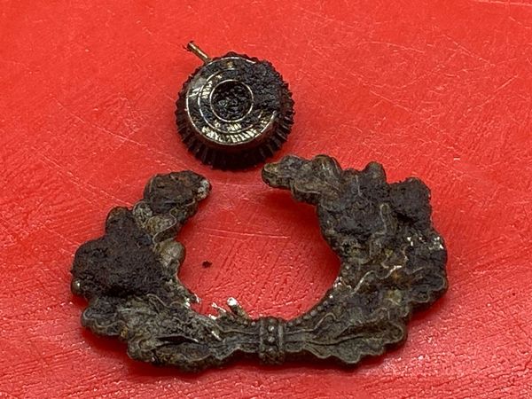 German soldiers or officers cap badge a complete cockade and roundel dated 1939 recovered from the airfield at Voroponovo which was in the 6th Army pocket during the Battle of Stalingrad in 1942-1943.