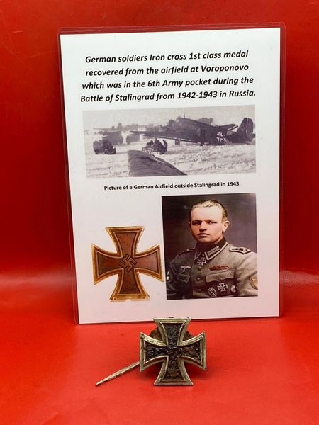 German iron cross 1st class medal nice solid relic near complete with original swastika in place+pin and original colours recovered from the airfield at Voroponovo which was in the 6th Army pocket during the Battle of Stalingrad from 1942-1943 in Russia.
