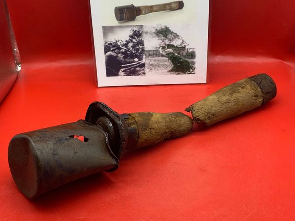 Rare German near complete M24 stick grenade with green paintwork, nice solid relic recovered from a field near Trun a pit dug by the allies where lots of German equipment buried after the battle in the Falaise Pocket, Normandy in France 1944