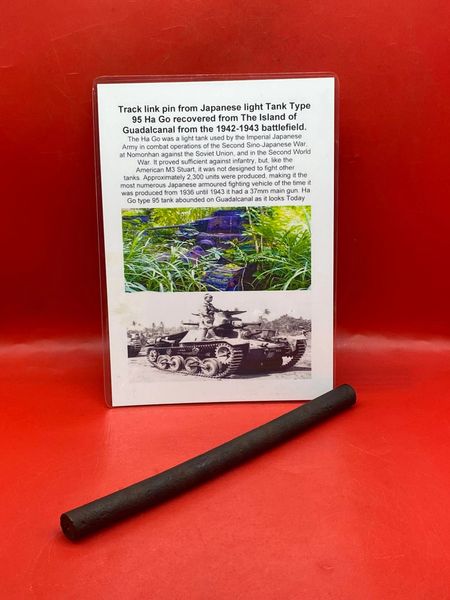 Rare to find complete track link pin from Japanese light Tank Type 95 Ha Go recovered from the Island of Guadalcanal from the 1942-1943 battlefield.