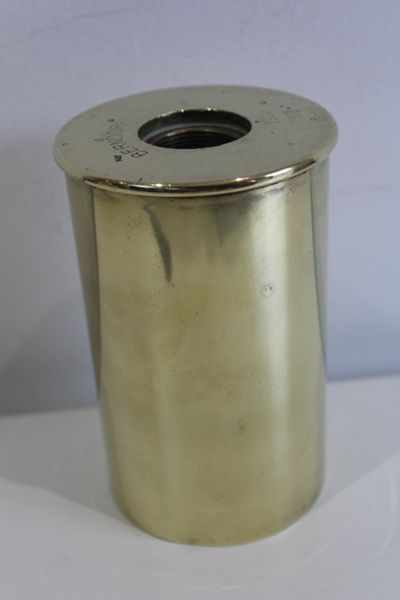Super condition Berndorf (Austrian) 75mm mountain gun brass shell case, dated 1915. Found in a flea market in Ciney Belgium