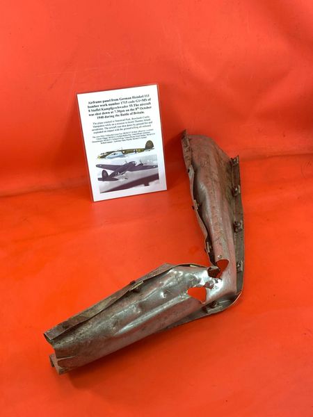 Massive airframe section with paintwork and all original colour from German Heinkel 111 bomber work number 1715 code G1+MS of 8 Staffel Kampfgeschwader 55 shot down 8th October 1940 and crashed in Hampshire