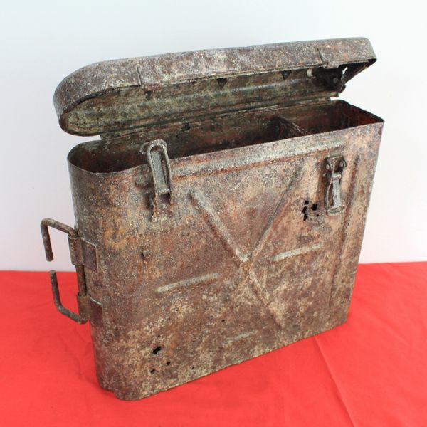 7.5cm LIG18 metal ammunition box found on hill 112 in Normandy from July 1944 battle