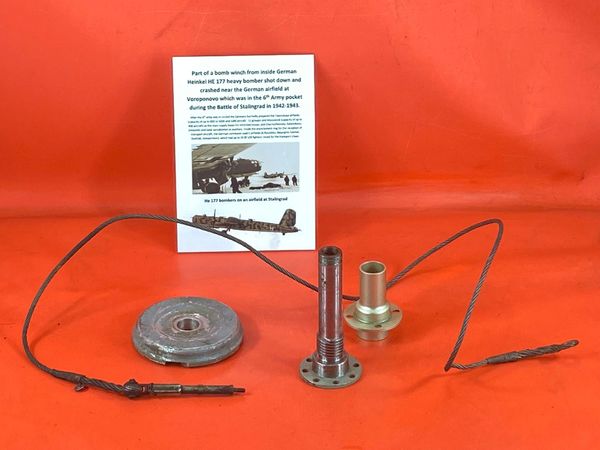 Group of a bomb winch parts,lovely clean parts from German Heinkel HE 177 heavy bomber shot down and crashed near the German airfield at Voroponovo which was in the 6th Army pocket during the Battle of Stalingrad in 1942-1943.