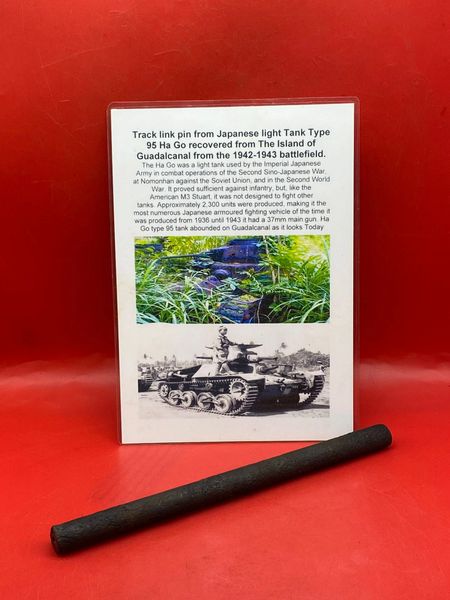 Rare to find complete track link pin from Japanese light Tank Type 95 Ha Go recovered from the Island of Guadalcanal from the 1942-1943 battlefield.