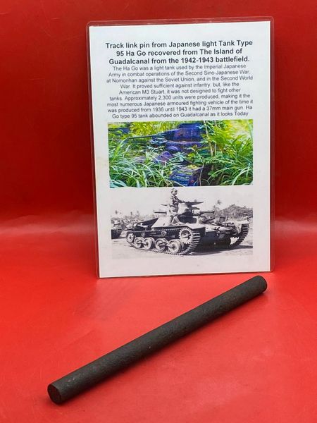 Rare to find complete track link pin from Japanese light Tank Type 95 Ha Go recovered from the Island of Guadalcanal from the 1942-1943 battlefield.