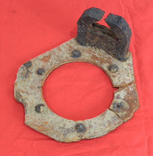 German Hafthohlladung magnetic anti tank mine bakelite part with one magnet recovered from a field near Trun in a pit dug by the allies where lots of German equipment was buried after the battle in the Falaise Pocket, Normandy in France 1944