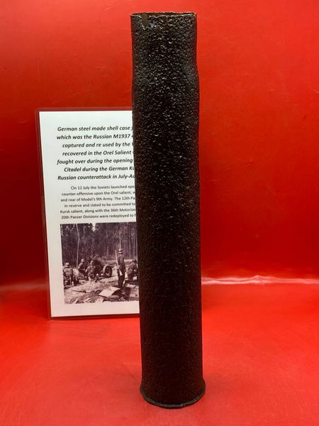 Rare nice condition German steel made shell case for the pak 184/1[r] which was the Russian M1937 45mm anti-tank gun captured and re used by the Wehrmacht it was recovered in the Orel Salient during the German Kursk offensive July-August 1943 in Russia.