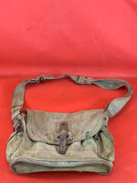 World war 2 French soldiers gas mask bag well used condition with wear and tear,nice solid example found in the Calais area many years ago