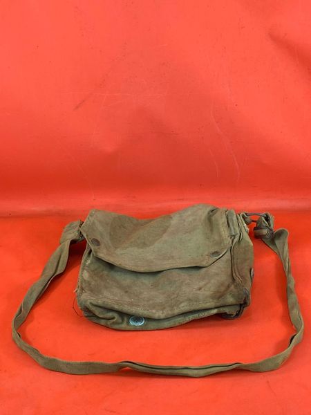 World war 2 British soldiers gas mask bag,maker marked,dated 1943 well used condition with wear and tear,nice solid example found on a brocante in the St Lo area of the Normandy the battlefield June-July 1944