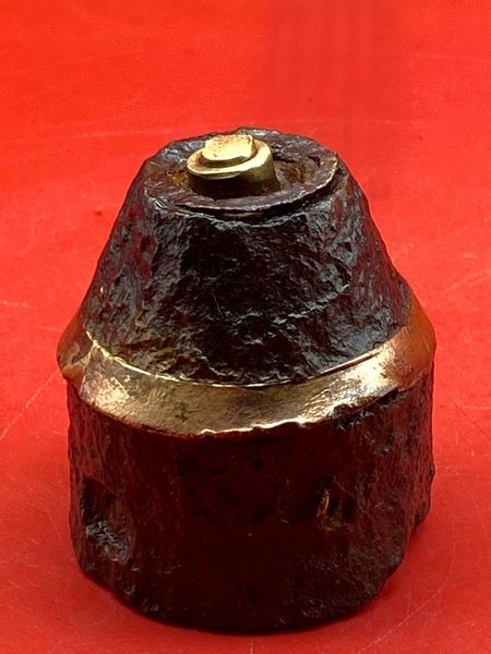 German captured and re used artillery shell fuse with impact damage nice and clean recovered from near Elsenborn Ridge in the Ardennes Forest from the battle of the bulge 1944-1945