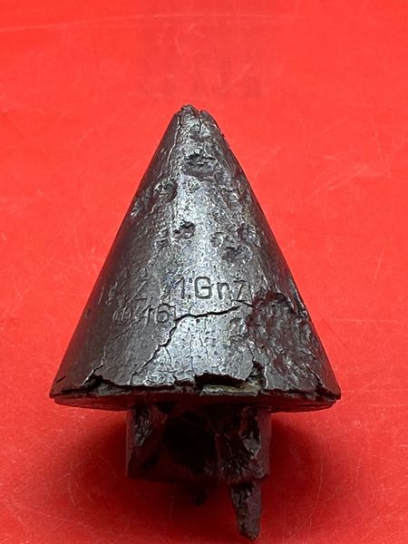 Very rare German LKZ 16 shell percussion fuse,maker marked dated 1916 used on gas shells for the 7.7cm field gun recovered in 2012 from the British front line area at Maricourt on the June-July 1916 Somme battlefield