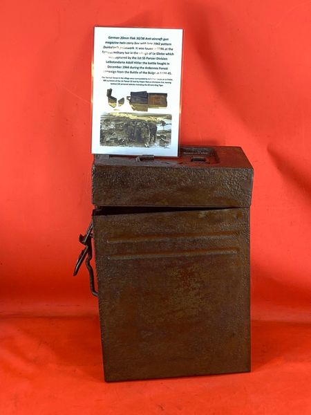 Rare nice condition German 20mm Flak 30/38 Anti-Aircraft gun magazine twin carry box with original green paintwork dated 1943,waffen stamped,bought in 1986 at the famous military fair in the village of Le Gleize, the battle in December 1944