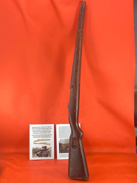 Very rare Original World War 2 issue German K98 bolt action rifle [ Karabiner 98 kurz] wooden frame,fantastic condition with number from an Armoury near Pyriatyn Airport in Ukraine that was emptied out after the Russian invasion of Ukraine in 2022.