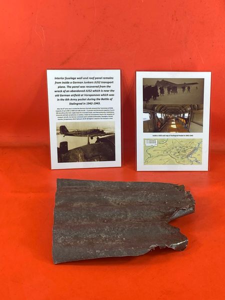 Large Interior fuselage wall and roof panel remains from inside a German Junkers JU52 transport aircraft recovered from an abandoned JU52 transport aircraft, near the old German airfield at Voroponovo used during the Battle of Stalingrad