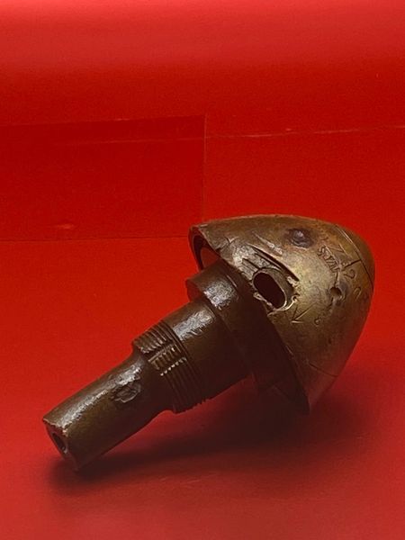 German Dopp Z 92 nF fuse model 1892 dated 1917 double effect 45 mm time and percussion fuse, without delay used on shrapnel shells, incendiary shells and high explosive shells recovered on the Ypres Battlefield of 1914-1918 in Belgium