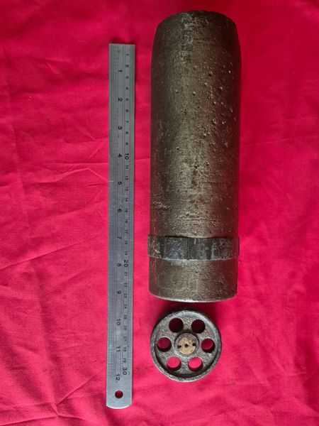 WW1 German 7.58cm Minenwerfer projectile in fantastic condition!