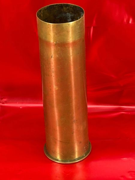 Belgium 75mm brass shell case with some markings ,very nice condition found on the Ypres battlefield 1914-1918 in Belgium