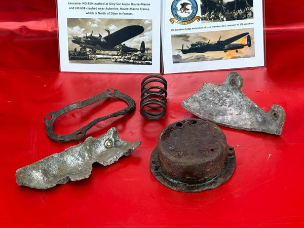 Group of engine parts from Lancaster bomber ND859 of 576 squadron ...