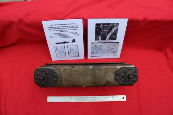 1944 D-Day Horsa glider framework - recovered from landing zone 'N' (LZN) to the north of Ranville from operation Mallard during house construction, 2018.
