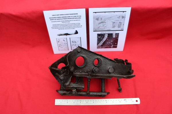 1944 D-Day Horsa glider framework that was recovered from landing zone 'N' (LZN) to the north of Ranville from operation Mallard during house construction in 2018.